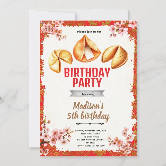 Fortune Cookie Birthday Invitation Kaart (Voorkant)