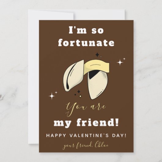 Fortune Cookie Friend Valentijnsdag Cute Brown Feestdagenkaart (Voorkant)