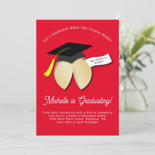 Fortune Cookie Graduation Party Kaart (Staand voorkant)
