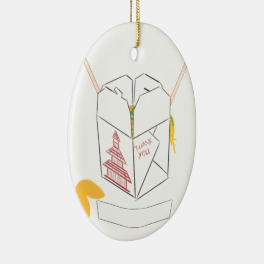  Fortune Cookie met Chinese Takeout Box Keramisch Ornament (Rechts)