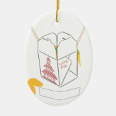  Fortune Cookie met Chinese Takeout Box Keramisch Ornament (Voorkant)