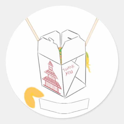 Fortune Cookie met Chinese Takeout Box Ronde Sticker (Voorkant)