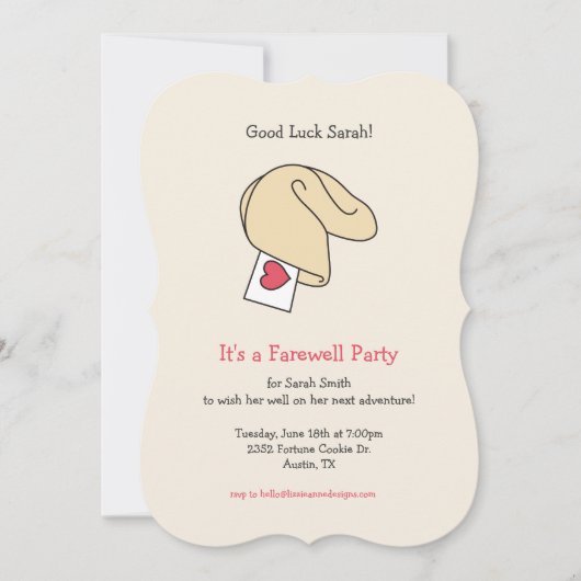 Fortune Cookie Succes / Afscheidsuitnodiging Kaart (Voorkant)