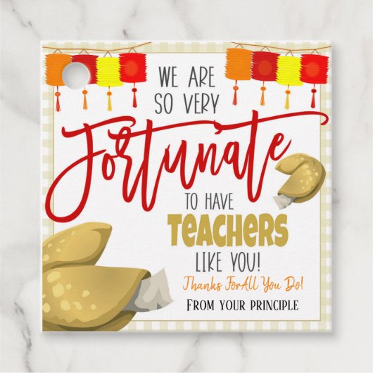 Fortune Cookie Teacher Dank je cadeau Label (Voorkant)