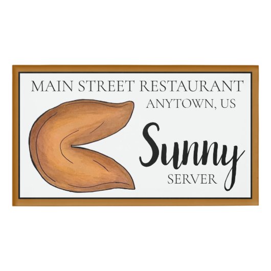 Fortune Cookies Chinees Restaurant Eten Ober Naambadge (Voorkant)