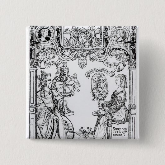 Fortune en Wisdom Vierkante Button 5,1 Cm (Voorkant)