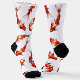 Fortune fish, swimming koi, watercolor sokken