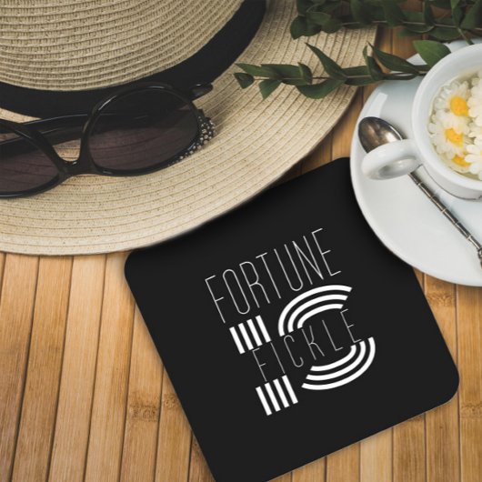 Fortune is fickle proverb zwart wit kartonnen onderzetters