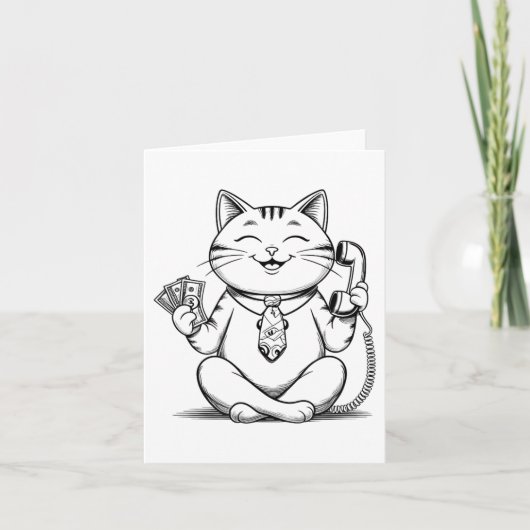 Fortune Kat Meme Graphic Kawaii Maneki Neko Doll Kaart (Voorkant)