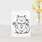 Fortune Kat Meme Graphic Kawaii Maneki Neko Doll Kaart (Gele Bloem)