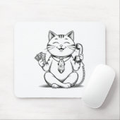 Fortune Kat Meme Graphic Kawaii Maneki Neko Doll Muismat (Met muis)