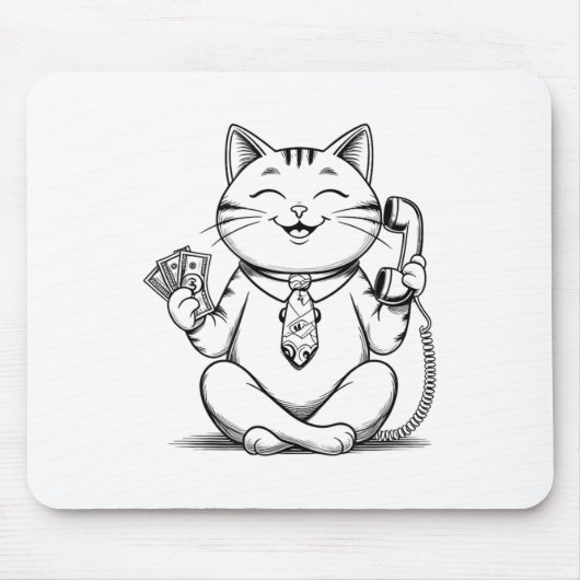 Fortune Kat Meme Graphic Kawaii Maneki Neko Doll Muismat (Voorkant)