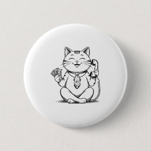Fortune Kat Meme Graphic Kawaii Maneki Neko Doll Ronde Button 5,7 Cm