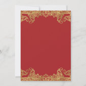 Fortune Red & Gold Lace Masquerade Sweet 16 Party Kaart (Achterkant)