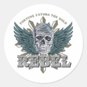 Fortune staat voor de gewaagde quote  schedelvleug ronde sticker (Voorkant)