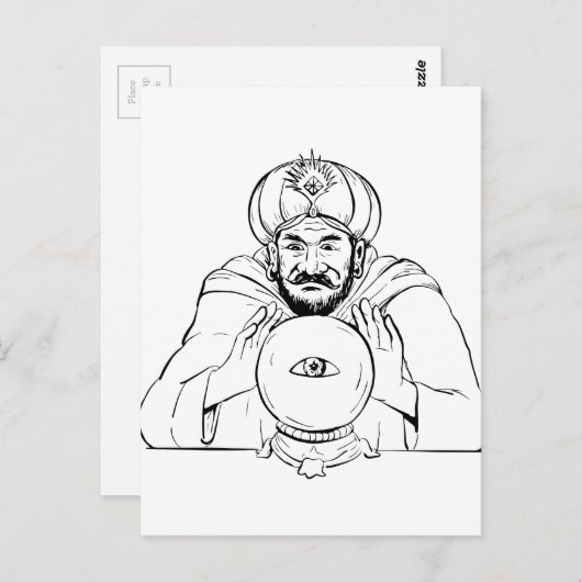 Fortune Teller Crystal Ball Drawing Briefkaart (Voorkant / Achterkant)