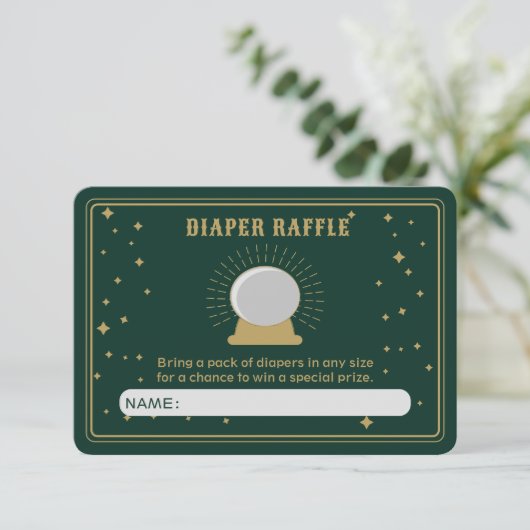 Fortune Teller Crystal Ball Luier Raffle Informatiekaartje (Staand voorkant)