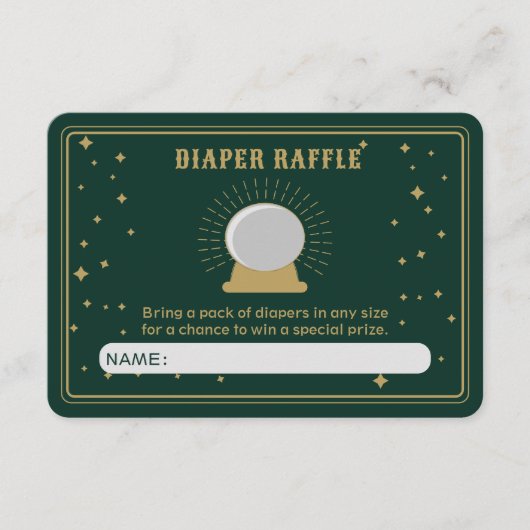 Fortune Teller Crystal Ball Luier Raffle Informatiekaartje (Voorkant)