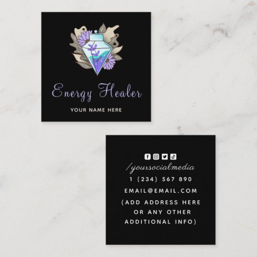 Fortune Teller Energy Healer Magic Potion Diamond Vierkante Visitekaartje (Voorkant / Achterkant)
