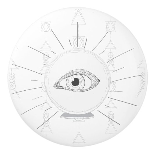 Fortune Teller Eye Seer Esoteric Crystal Ball Keramische Knop (Voorkant)