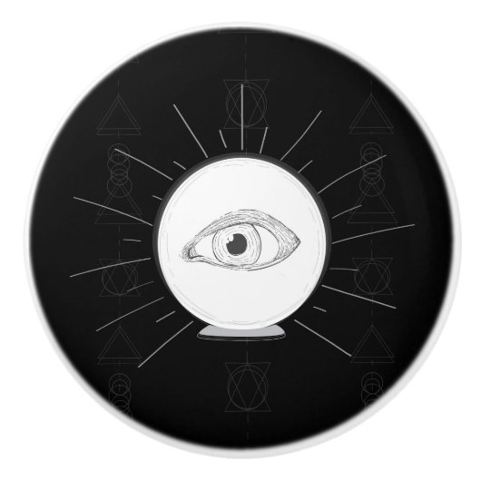Fortune Teller Eye Seer Esoteric Crystal Ball Keramische Knop (Voorkant)