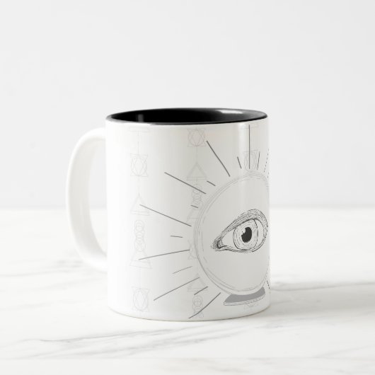 Fortune Teller Eye Seer Esoteric Crystal Ball Tweekleurige Koffiemok (Voorkant links)