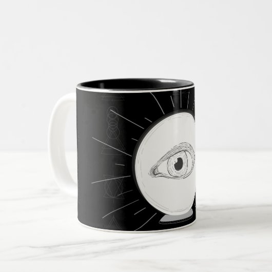 Fortune Teller Eye Seer Esoteric Crystal Ball Tweekleurige Koffiemok (Voorkant links)