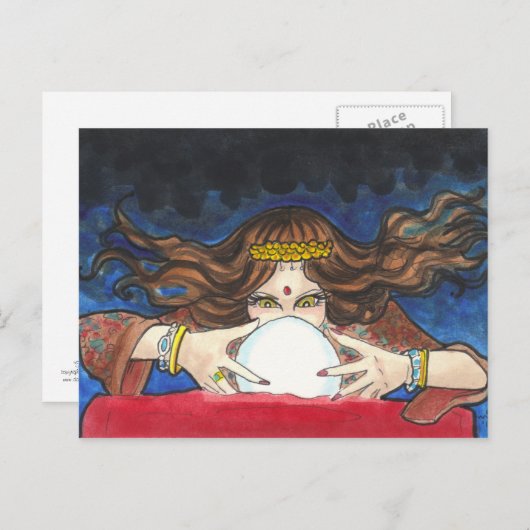 Fortune Teller fantasie circus briefkaart (Voorkant / Achterkant)