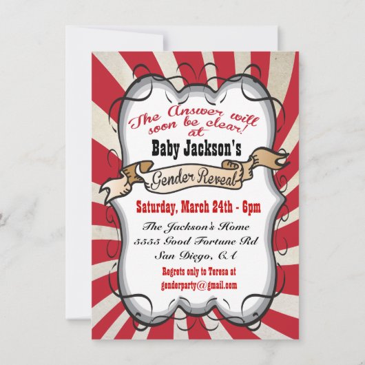 Fortune Teller Gypsy Gender Reopenbaart de Uitnodi Kaart (Achterkant)