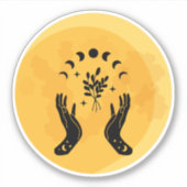 Fortune Teller Hand Moon Halloween Sticker (Voorkant)