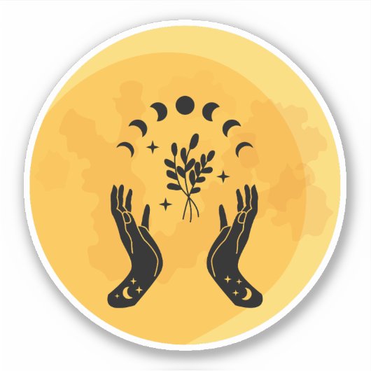 Fortune Teller Hand Moon Halloween Sticker (Voorkant)