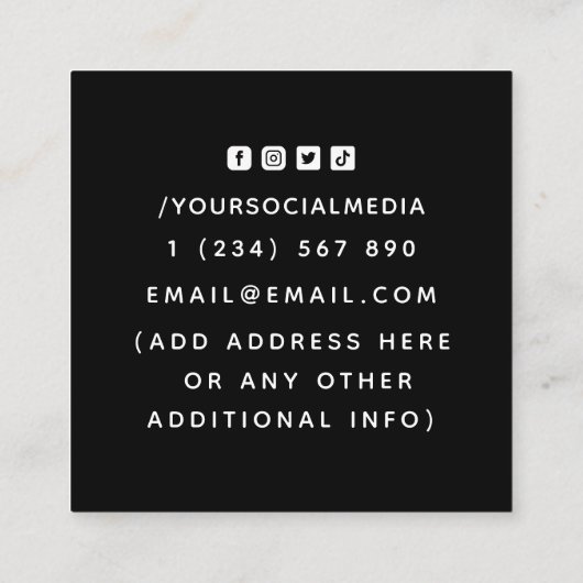 Fortune Teller Healing Hands & Blauwgroen diamants Vierkante Visitekaartje (Achterkant)