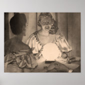 Fortune Teller met Crystal Ball Sepia Poster (Voorkant)