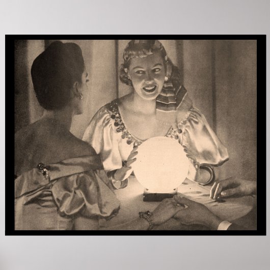  Fortune Teller met Crystal Ball Sepia Poster
