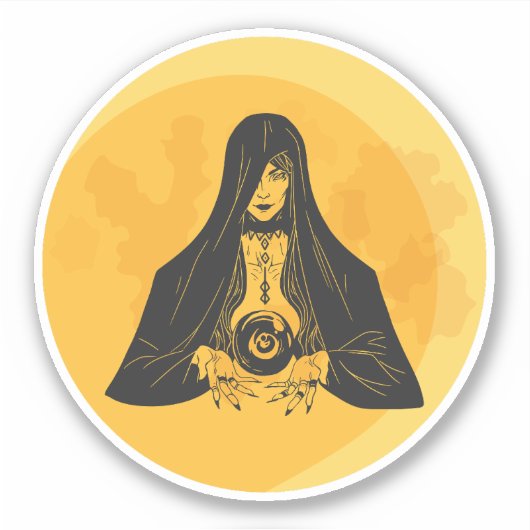 Fortune Teller Moon Halloween Sticker (Voorkant)