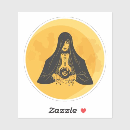 Fortune Teller Moon Halloween Sticker (Vel)