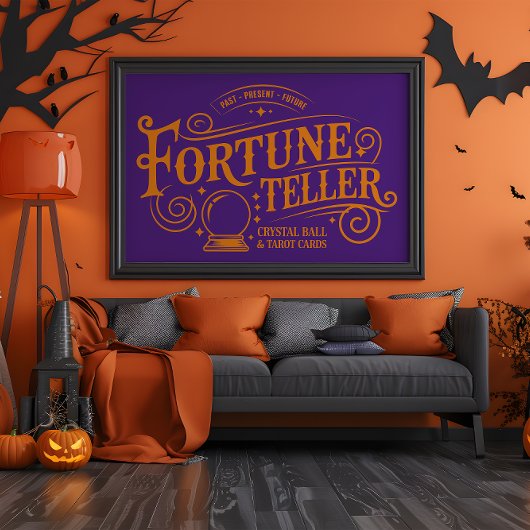 Fortune Teller Paarse en Oranje Halloween Poster