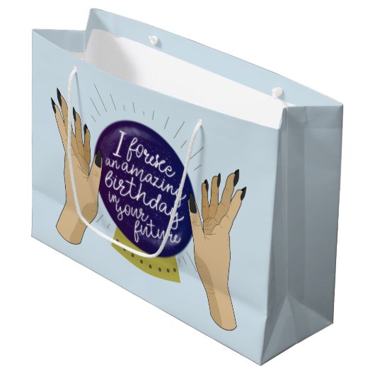 Fortune Teller, Psychic, Crystal Ball Birthday Groot Cadeauzakje (Voorkant Gekanteld)