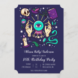 Fortune Teller Sweet 16 Magic 16th Birthday Paars Kaart