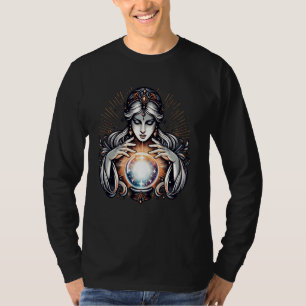 Fortune Teller Vrouw met Crystal Ball Fantasy Art T-shirt