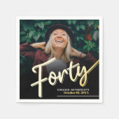 Forty 40th Birthday custom photo script gold Servet (Voorkant)