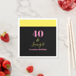 Forty and Loving It 40th Birthday Yellow Black Servet