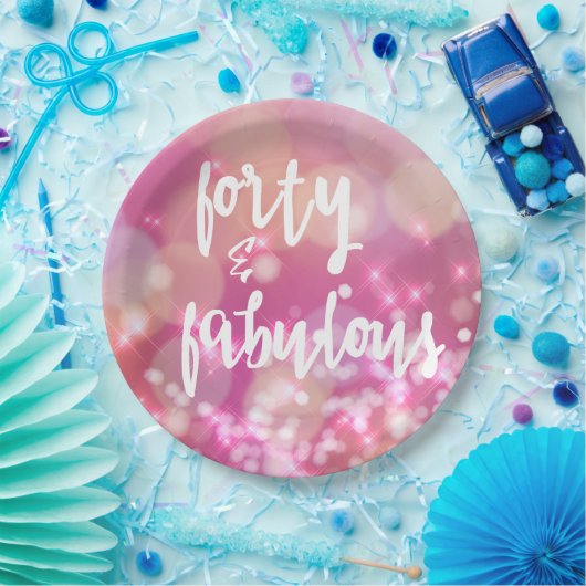 Forty & Fabulous - 40e Verjaardagspapier Borden Papieren Bordje (Feest)