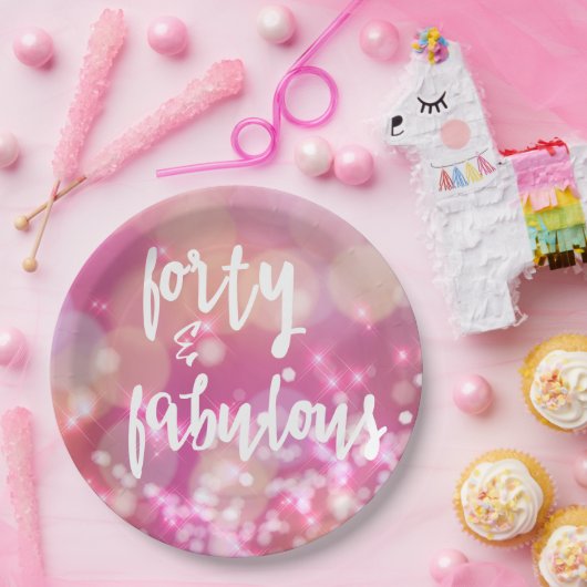 Forty & Fabulous - 40e Verjaardagspapier Borden Papieren Bordje (Feest)