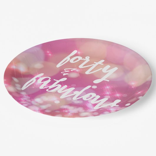 Forty & Fabulous - 40e Verjaardagspapier Borden Papieren Bordje (Gekanteld)