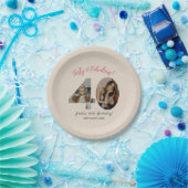 Forty & Fabulous Custom Photo 40th Birthday  Papieren Bordje (Feest)