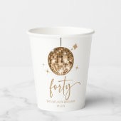 Forty Gold Disco Ball 40th Birthday Party Papieren Bekers (Achterkant)