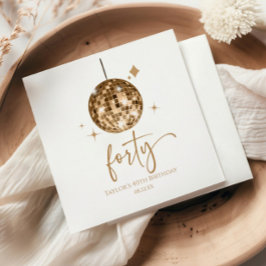 Forty Gold Disco Ball 40th Birthday Party Servet