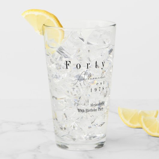 Forty Minimal 40th Birthday Party Favor Glas (Voorkant ijs)
