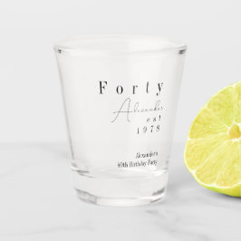Forty Minimal 40th Birthday Party Favor Shot Glas